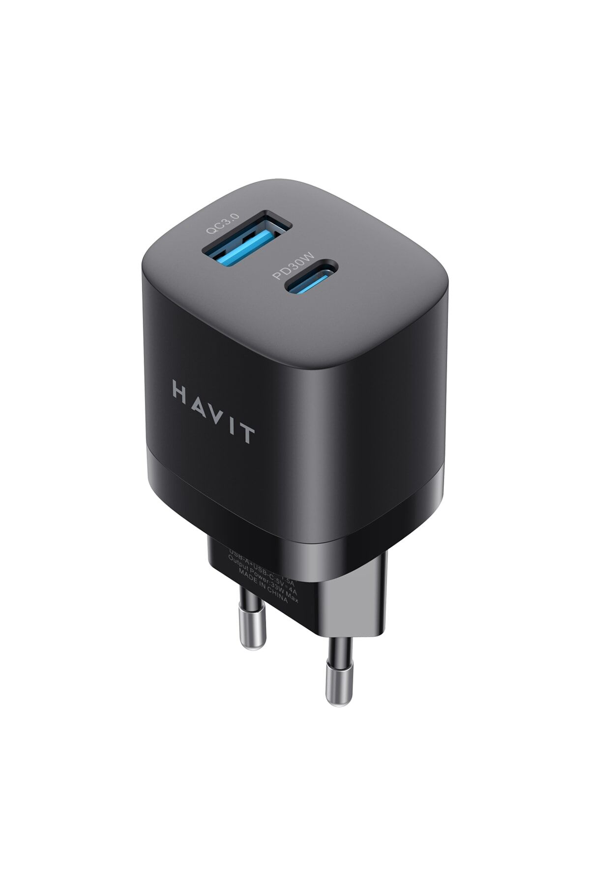 Uc30 33w Gan Teknoloji Hızlı Şarj Adaptörü - Type-c Ve Usb Qc3.0 Siyah