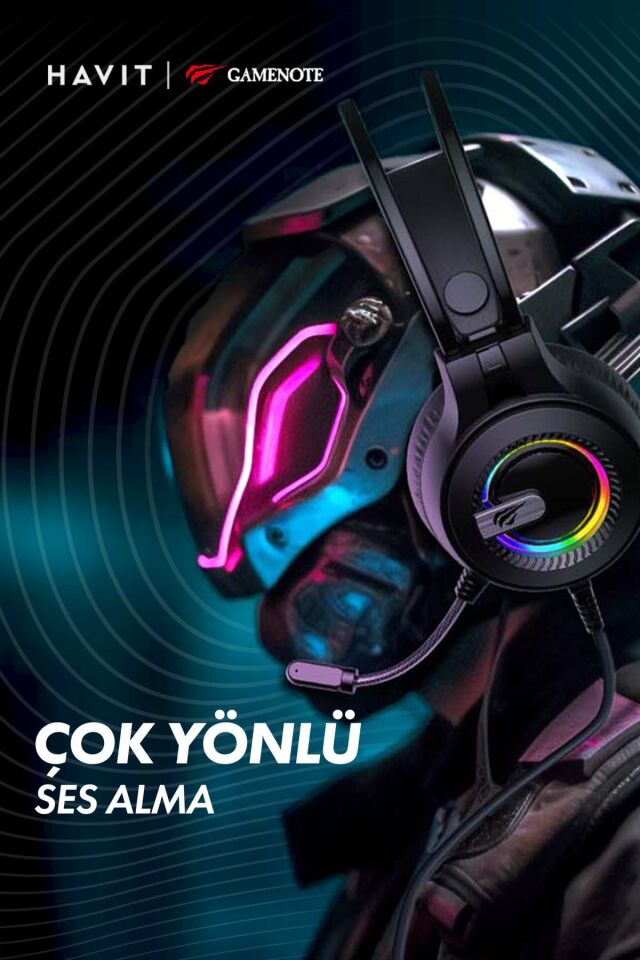 Gamenote H2040D RGB Aydınlatmalı Mikrofonlu Gaming Oyuncu Kulaklığı - 3.5mm Jack + USB - Beyaz Siyah