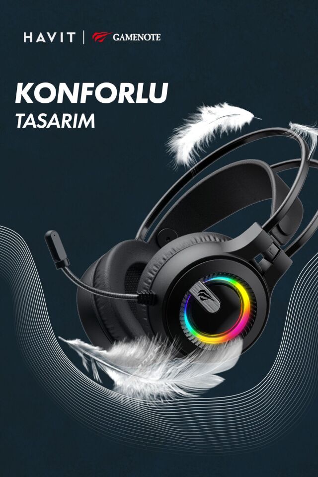 Gamenote H2040D RGB Aydınlatmalı Mikrofonlu Gaming Oyuncu Kulaklığı - 3.5mm Jack + USB - Beyaz Siyah