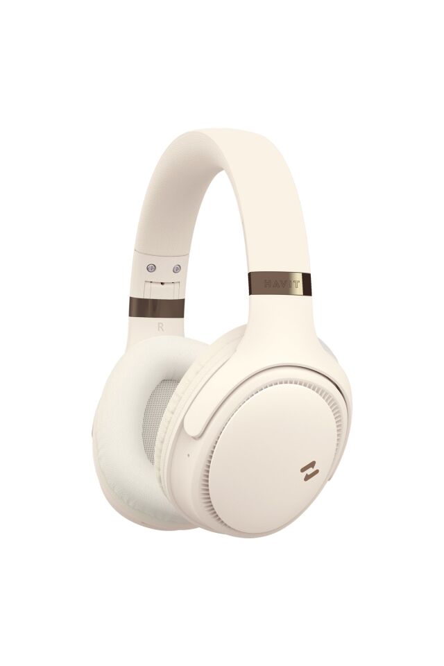 H630BT Katlanabilir Kafa Üstü Mikrofonlu Bluetooth Kulaklık - 36 Saat Kullanım Bluetooth V5.3 Krem