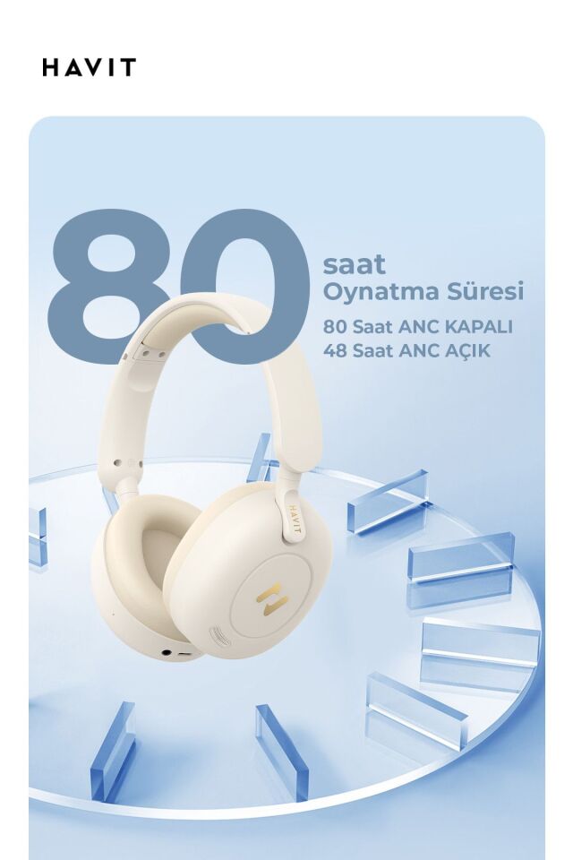 H655BT PRO Hi-Res ANC Kulaküstü Bluetooth Kulaklık - 80 Saat Batarya, AI Gürültü Önleme Bej