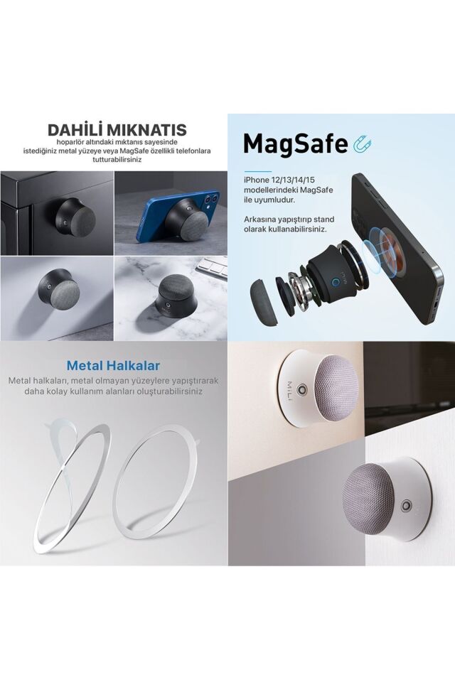 Mag-soundmate Magsafe Mini Taşınabilir Bluetooth Hoparlör Siyah