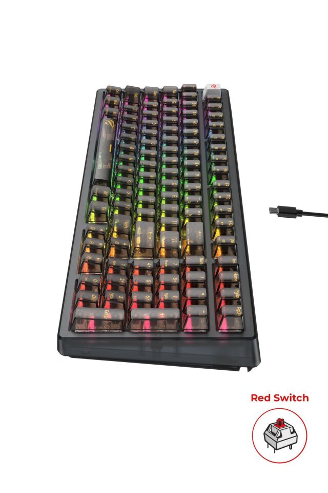 Gamenote Kb875l Rgb Transparan Mekanik Klavye - Red Switch Siyah