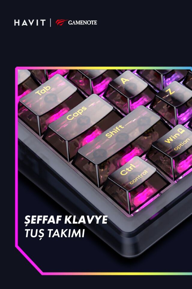 Gamenote Kb875l Rgb Transparan Mekanik Klavye - Red Switch Siyah