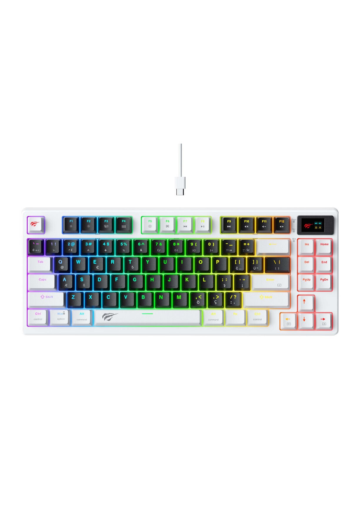 Gamenote KB884L Rgb Mekanik Türkçe Klavye 1.06inç Tft-lcd Ekran - Brown Switch Siyah