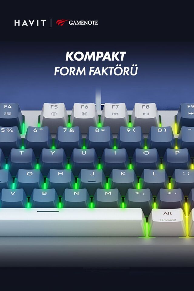 Gamenote KB884L Rgb Mekanik Türkçe Klavye 1.06inç Tft-lcd Ekran - Brown Switch Beyaz