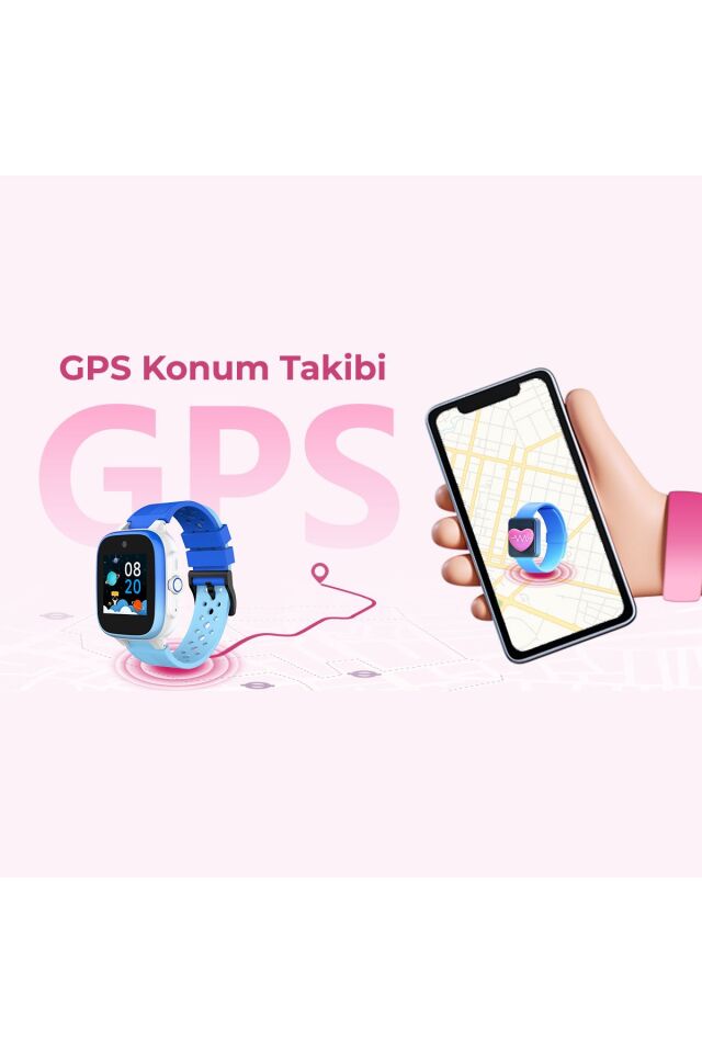 KW12 4G Sim Kartlı Akıllı Çocuk Saati - Görüntülü Görüşme ve Konum Takibi Pembe