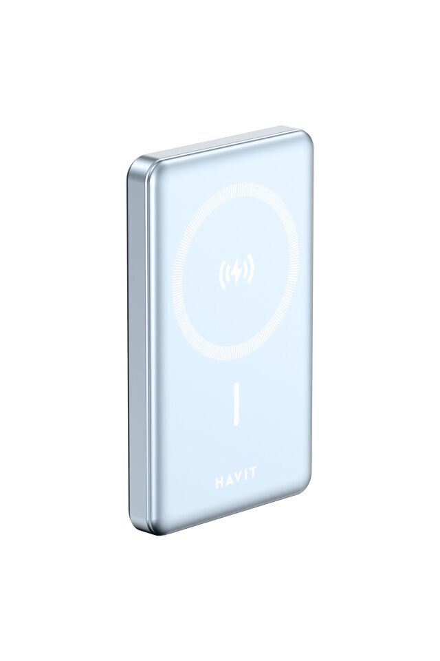 PB5203 10.000mAh Magsafe Manyetik Kablosuz Powerbank Ultra İnce 20W, Iphone Uyumlu Mavi