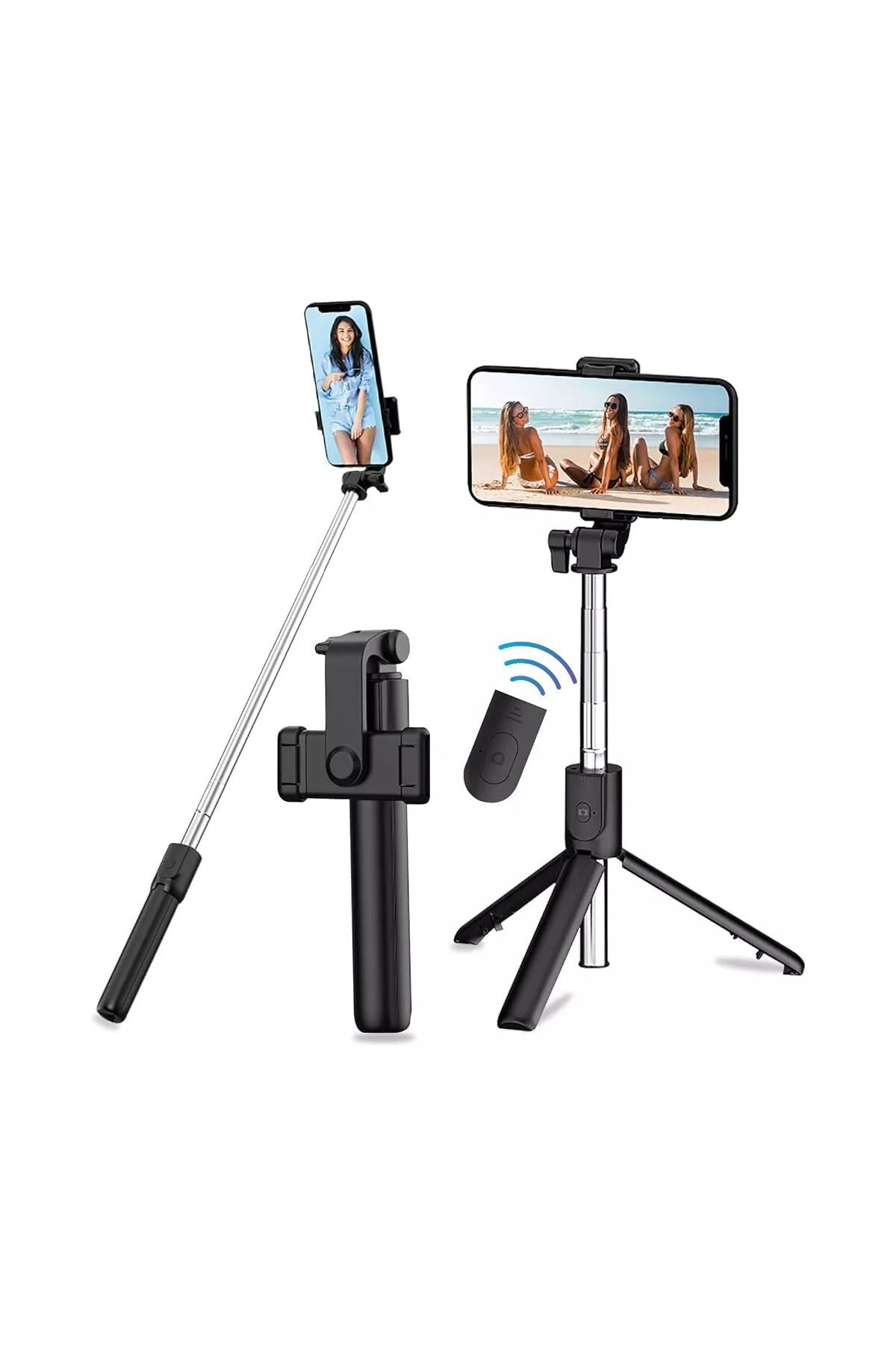 ST7033 Bluetooth Kumandalı Selfie Çubuğu Siyah