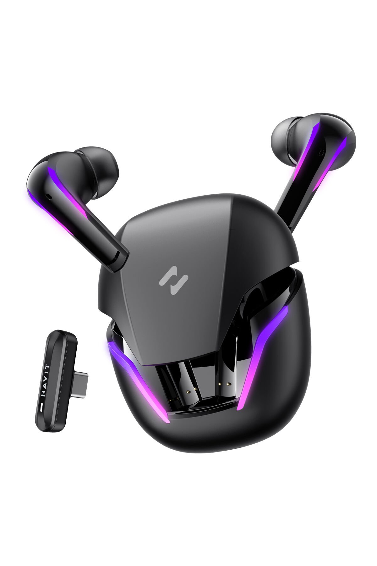 TW970 TWS RGB Gaming Bluetooth Kulaklık - 2.4GHz ve Bluetooth Modu Siyah