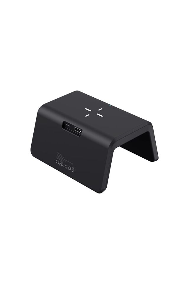 W320 Hızlı Wireless Şarj, Saat Ve Gece Lambası (fast 15w) - Mermer Desenli Siyah