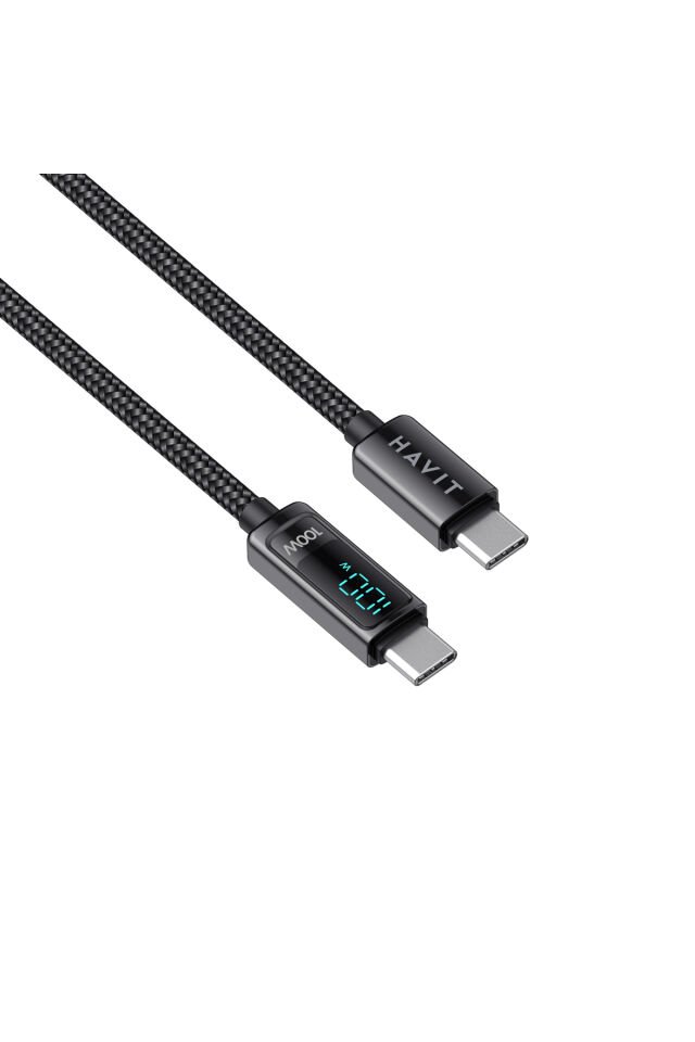 CB6247 PD100W Type-C to Type-C Göstergeli Şarj Kablosu