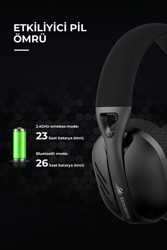 Gamenote Fuxi-H3 Gaming Oyuncu Mikrofonlu Kulaklığı 7.1 - 4 Modlu (BT, 2.4Ghz, Type-C, 3.5mm)