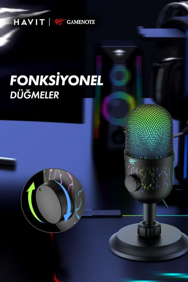 Gamenote GK52 RGB Gaming Profesyonel Oyuncu Yayıncı Mikrofonu