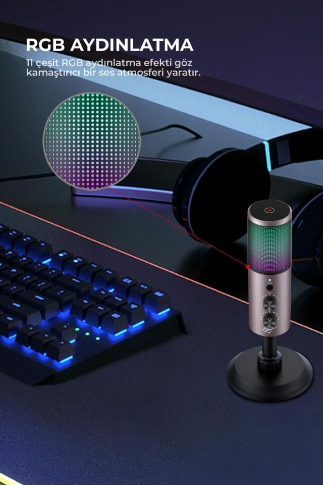 Gamenote GK61 RGB Gaming Profesyonel Oyuncu Yayıncı Mikrofonu