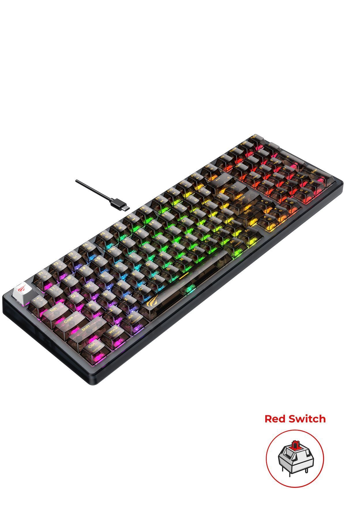 Gamenote Kb875l Rgb Transparan Mekanik Klavye - Red Switch