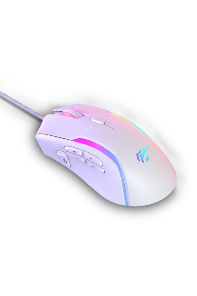 Gamenote Ms1033 Rgb Uyumlu 8000 Dpı Ayarlanabilir Ağırlıklı Beyaz Gaming Makrolu Oyuncu Mouse
