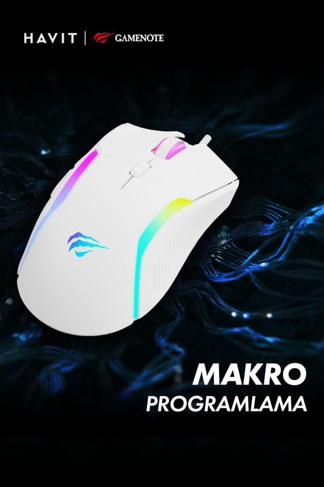 Gamenote Ms1033 Rgb Uyumlu 8000 Dpı Ayarlanabilir Ağırlıklı Beyaz Gaming Makrolu Oyuncu Mouse