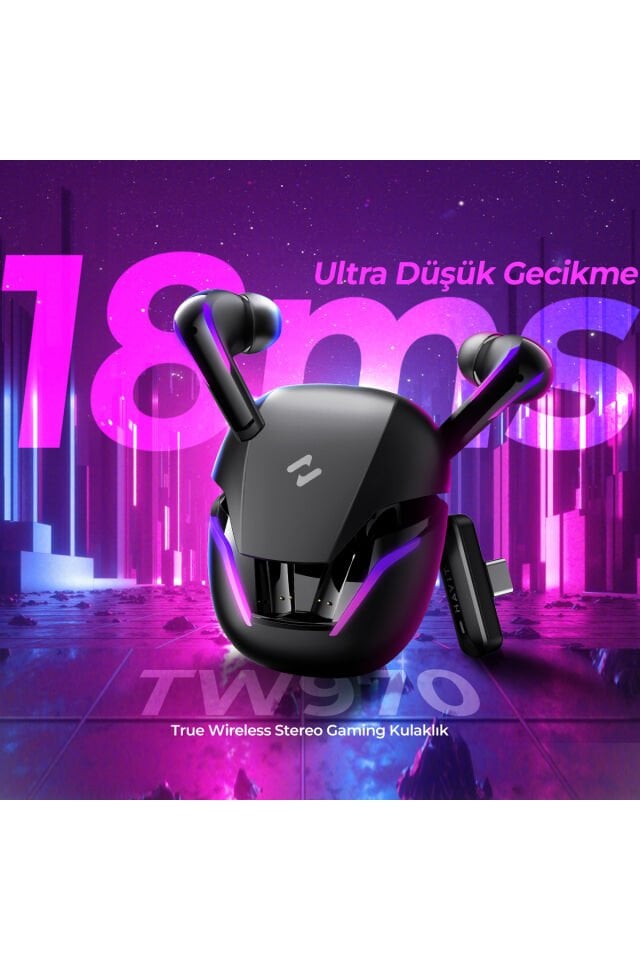 TW970 TWS RGB Gaming Bluetooth Kulaklık - 2.4GHz ve Bluetooth Modu