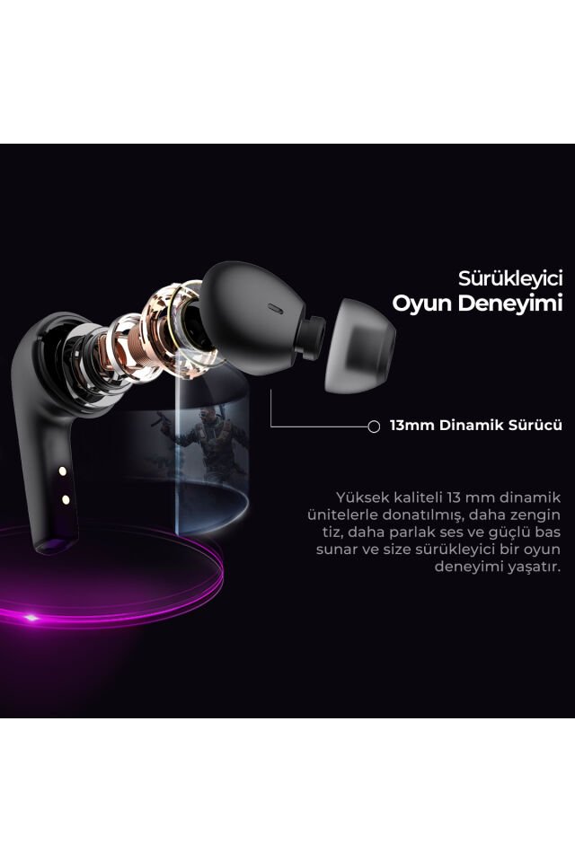 TW970 TWS RGB Gaming Bluetooth Kulaklık - 2.4GHz ve Bluetooth Modu