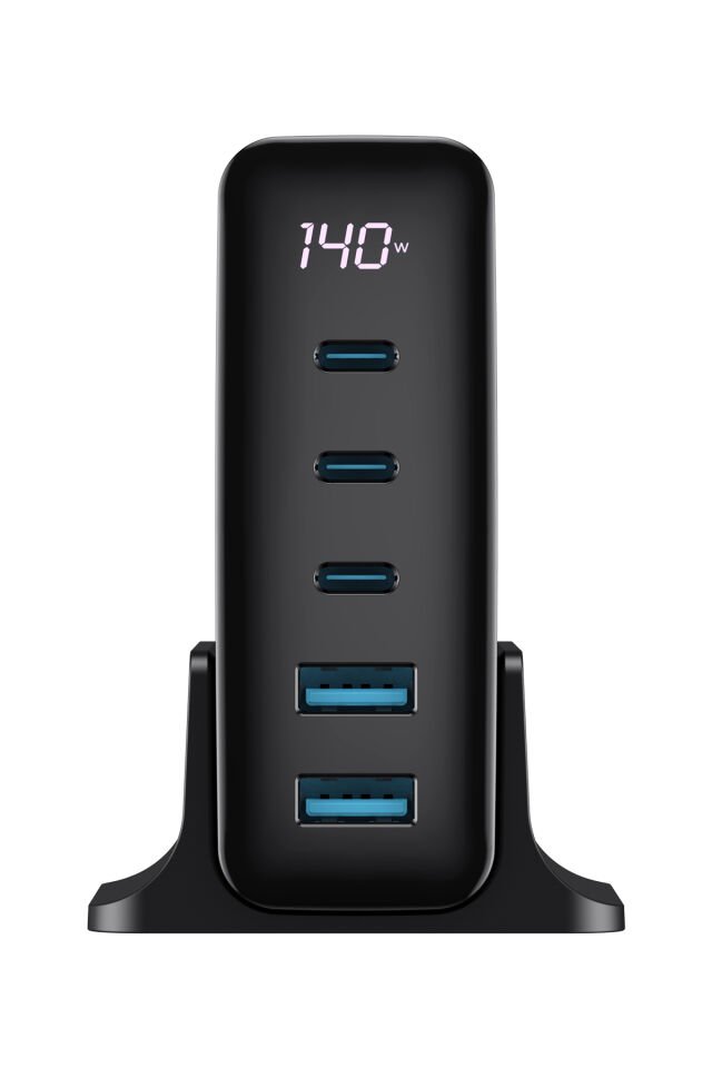 UCLE004 140W Gan Teknoloji 5-Portlu PD 3.1 Göstergeli Hızlı Şarj Cihazı (Macbook, Iphone Uyumlu)