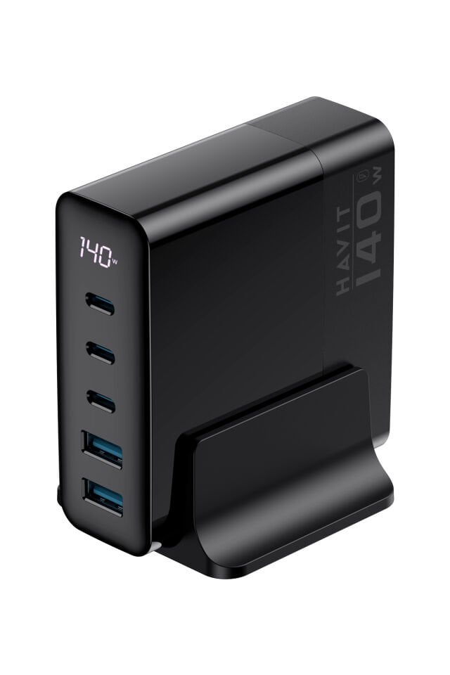 UCLE004 140W Gan Teknoloji 5-Portlu PD 3.1 Göstergeli Hızlı Şarj Cihazı (Macbook, Iphone Uyumlu)