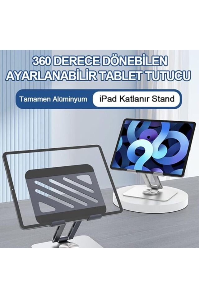 Tablet Standı 360° Dönebilen Tablet Tutucu Katlanabilir Alüminyum Tablet Ve Telefon Standı
