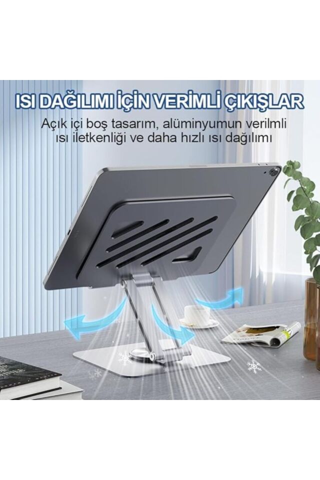 Tablet Standı 360° Dönebilen Tablet Tutucu Katlanabilir Alüminyum Tablet Ve Telefon Standı