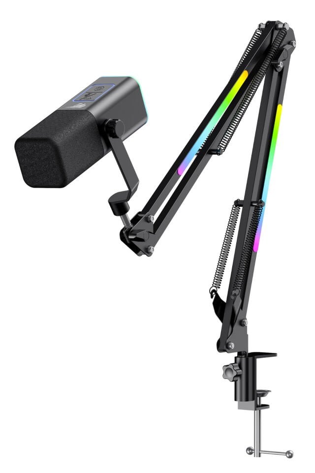 Gamenote GK71 Pro RGB Yayıncı Mikrofonu, 24-Bit, 192kHz, XLR & Type-C, Stantlı