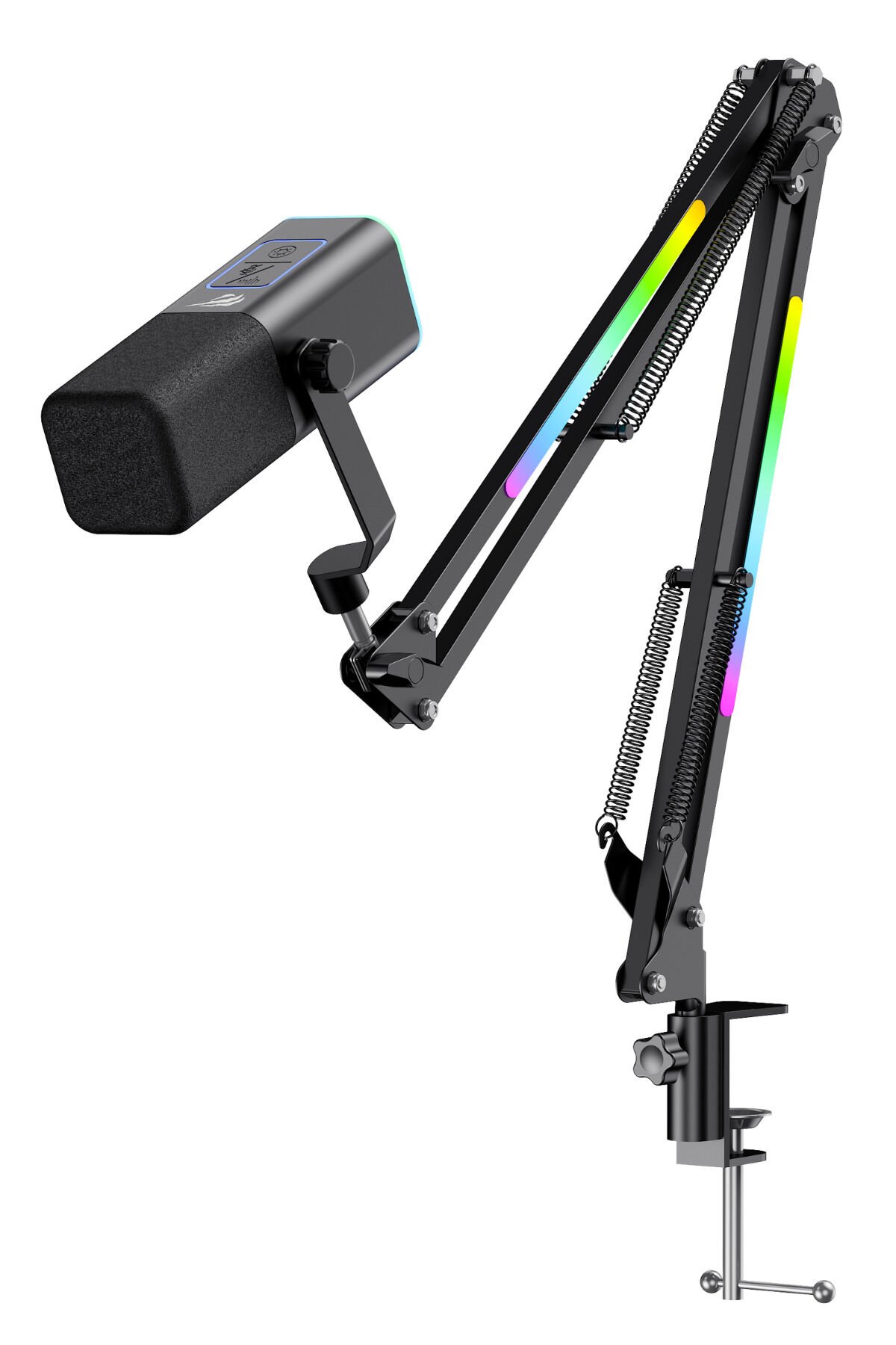 Gamenote GK71 Pro RGB Yayıncı Mikrofonu, 24-Bit, 192kHz, XLR & Type-C, Stantlı Siyah
