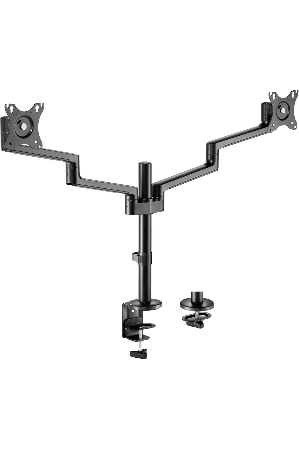 2'li Monitör Tutucu Döndürülebilir Kablo Kılavuzlu Ergonomik Monitör Kolu - Siyah