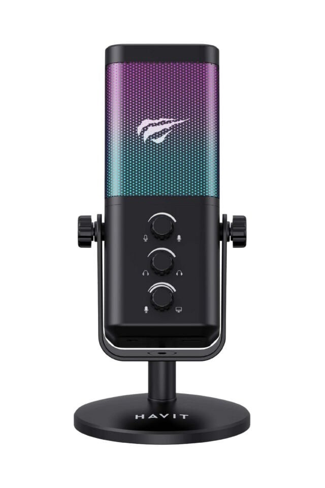 GK65 RGB Profesyonel Yayıncı Mikrofonu 192kHz 24Bit Hi-Fi Dahili Ses Kartlı