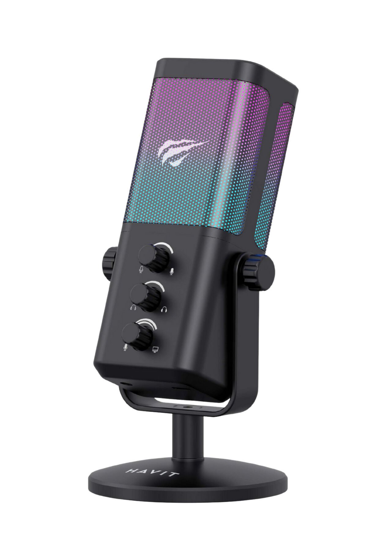 GK65 RGB Profesyonel Yayıncı Mikrofonu 192kHz 24Bit Hi-Fi Dahili Ses Kartlı