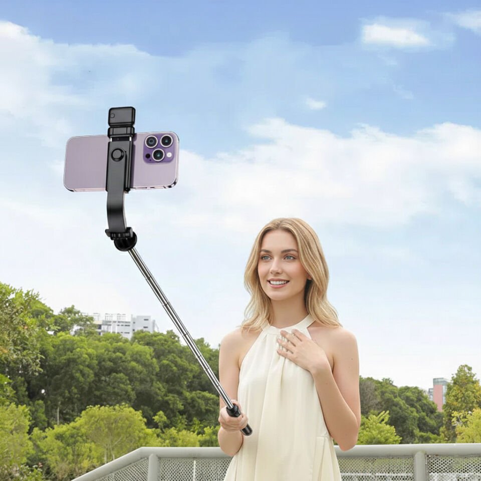 Genz Bilişim Kumandalı Işıklı Ayaklı Tripod ve Selfie Çubuğu ve Telefon Tutucu 30CM Ila 170CM Max Siyah