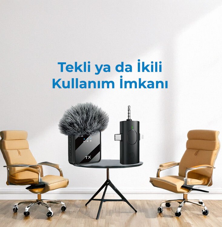 Genz Bilişim Kablosuz Yaka Mikrofonu Tip-C Android Kamera IPhone Stüdyo Mikrofonu Için Ses Video Canlı Yayın Siyah