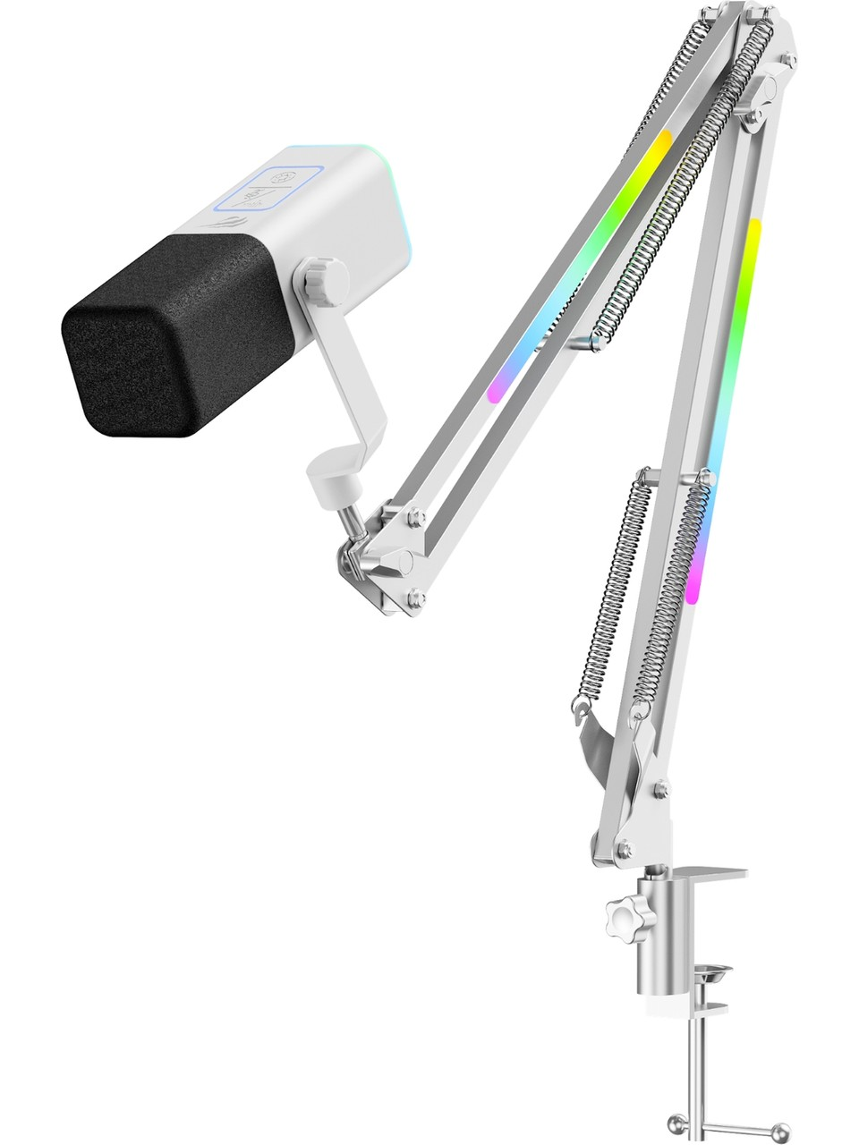 Gamenote GK71 Pro RGB Yayıncı Mikrofonu, 24-Bit, 192kHz, XLR & Type-C, Stantlı Beyaz