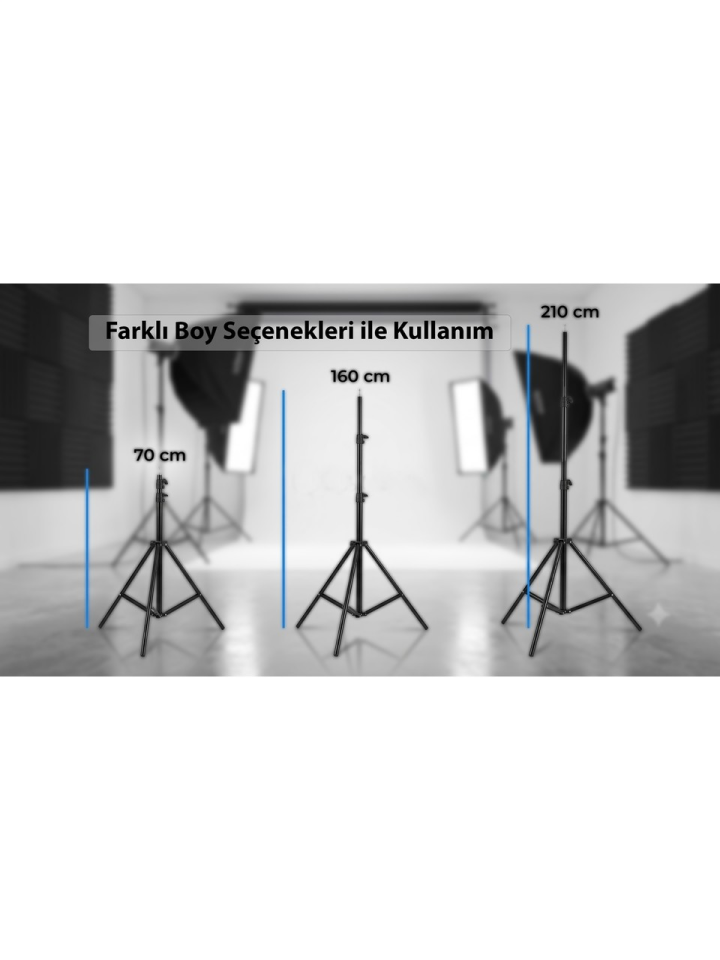 Genz Bilişim Işıklı Bluetooth Kumandalı Tripod Youtube, Fotoğraf, Video Çekimi Tripodu Min. 70CM MAX.210CM Ayarlanabilir Yükseklik Siyah Renk